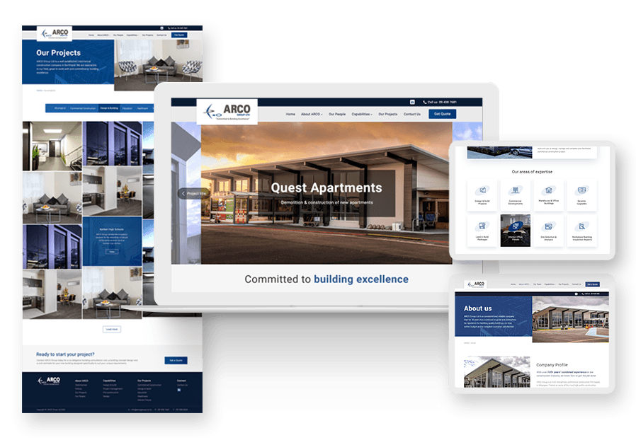 Meredonix created the website for construction company ARCO to present their services